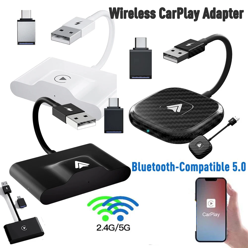 Kohle faser drahtlos für Apple/Android Auto Auto Dongle WiFi 2,4 GHz 5GHz  Bluetooth 5,0 Wireless Carplay Adapter USB C Empfänger - AliExpress
