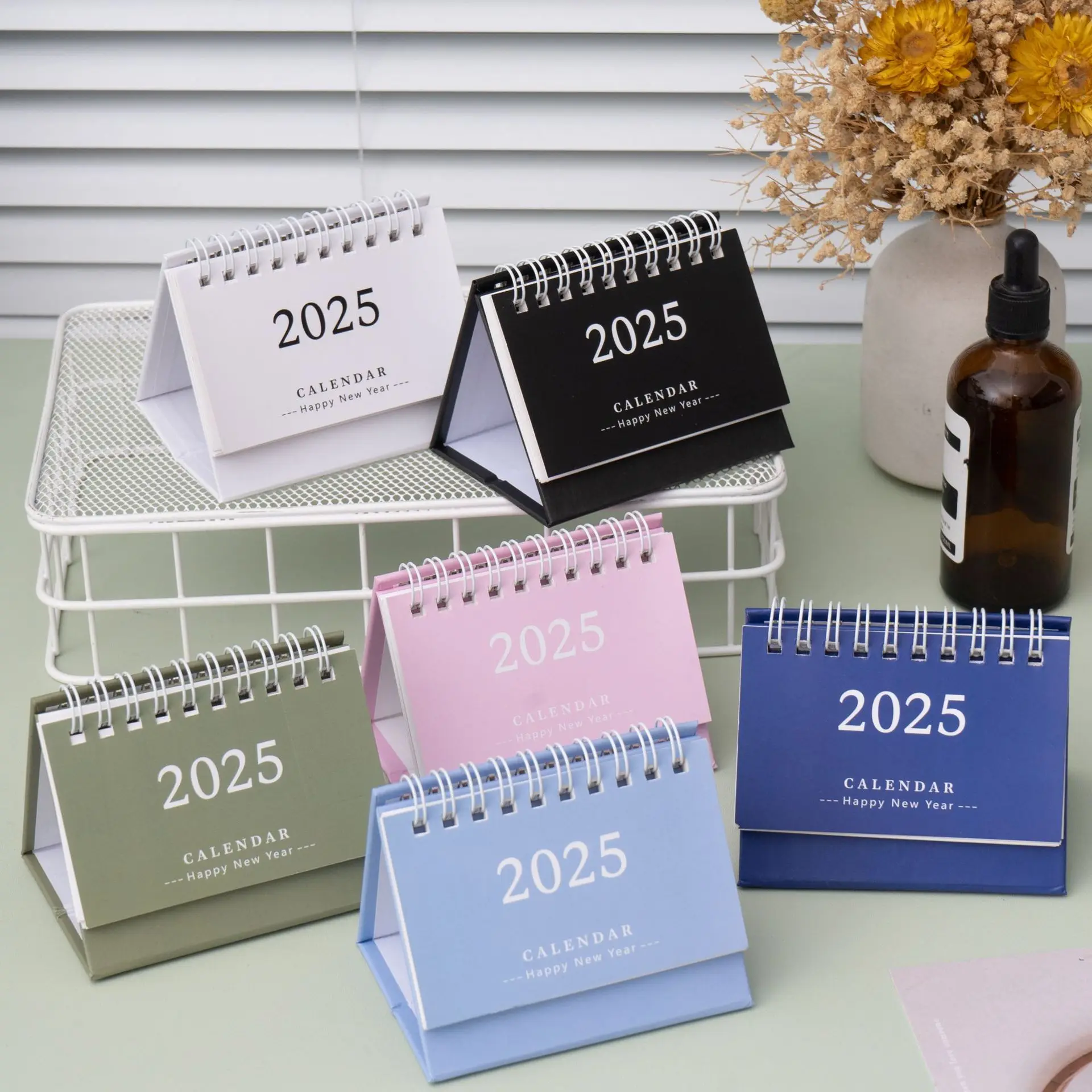 Desk Calendar 2025 Simple Style English Mini Portable Desktop Decoration
