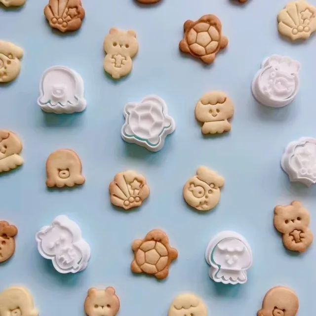Jellyfish Sea Turtles Octopuses Fondant Tools Biscuit Moulds Marine Animal Cookie Cutter Sugar Craft Baking Pastry Stamp Mold 2