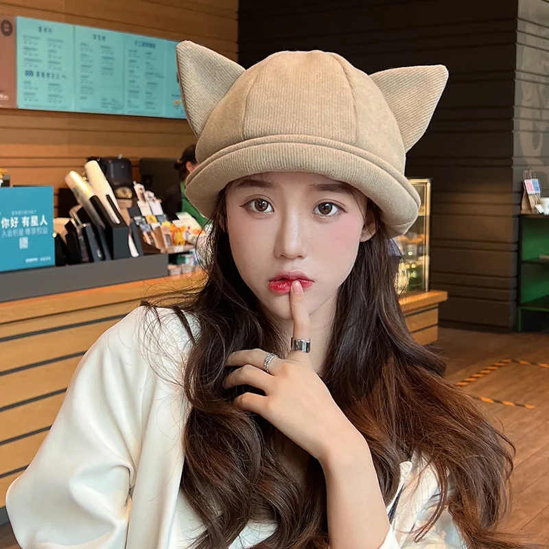 

Winter Hat Warm Hat Female Fashion Ear Protection Cute All-Matching Hat Subnet Red Trendy Cold-Proof Student Bucket Hat