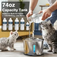 Stainless Steel Cat & Dog Water Fountain 2.2L Ultra Quiet USB Powered Automatic Pet Drinking Fountain Durable for Indoor Pets 2