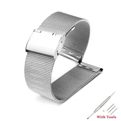 Stainless Steel Milanese Watch Strap with Tool - Universal Waterproof Watch Bracelet Accessory - 22mm (Silver)