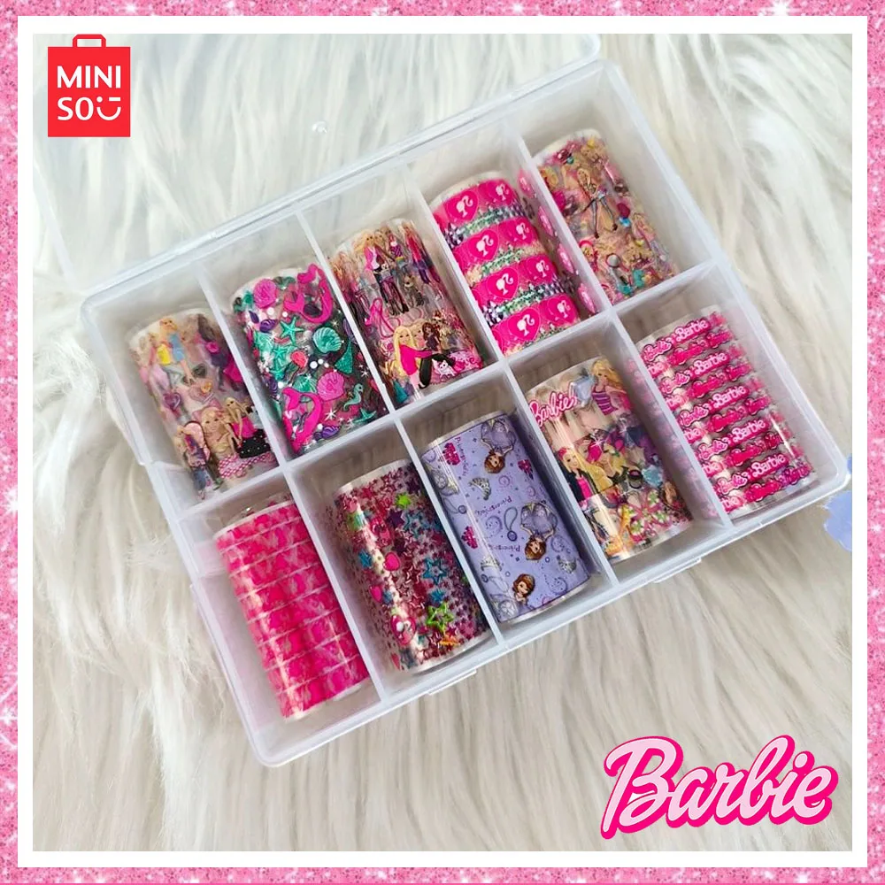 Miniso Barbie Fashion Spice Girl Wear Nail Sticker Cartoon Sweet Cool Multiple Sticker Set Regalo Manuale Transfer Paper Manicure