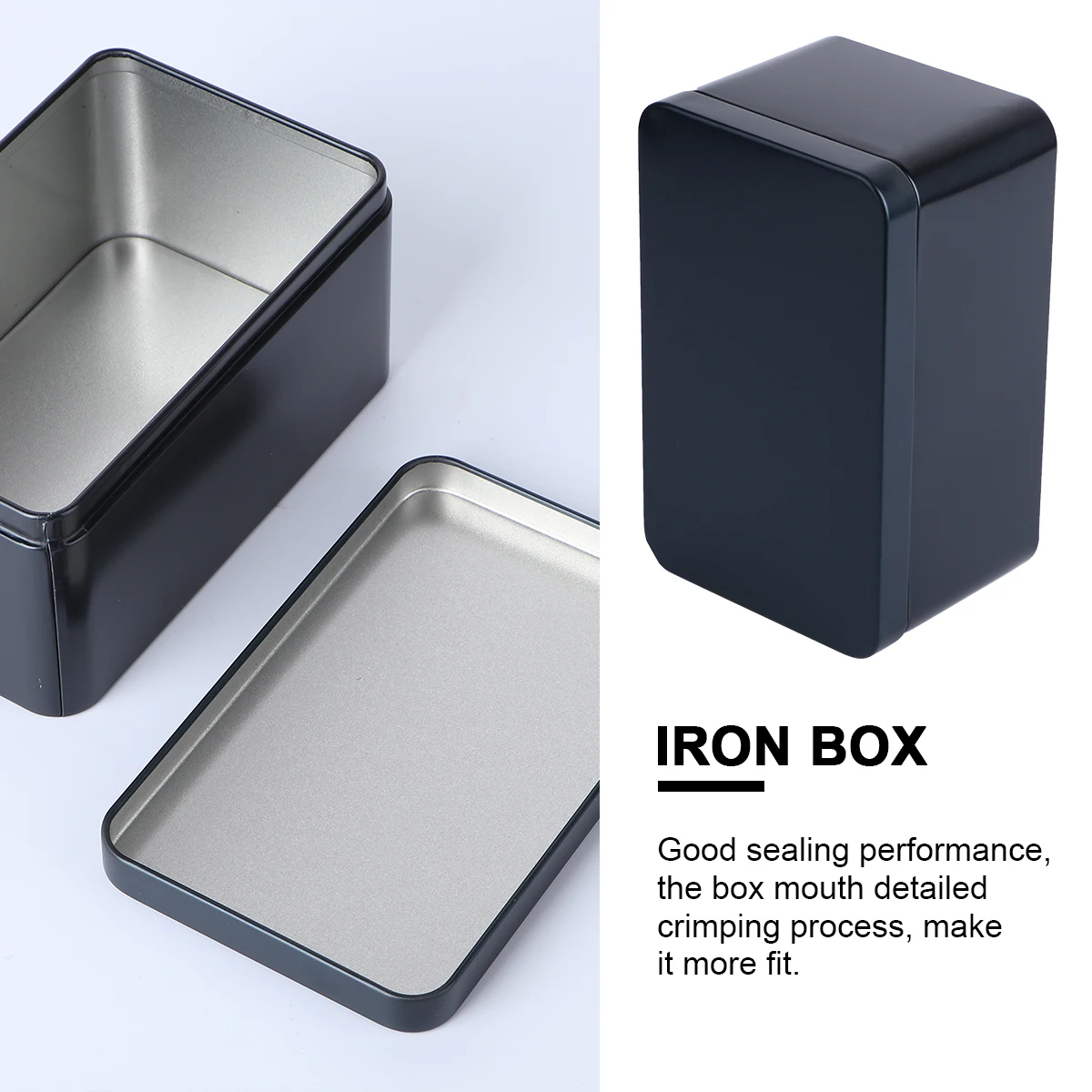 Rectangular Tinplate Box Mini Portable Tea Leaf Storage Container Candies Organizer Home Storage Box-13x8x6cm (Black) tea tin box airtight container