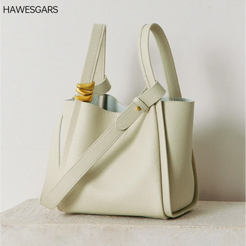 

HAWESGARS New Women Leather Soft Bucket Bag Shoulder Hand Messenger Bag