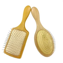 

DREWTI Beech Paddle Metal Teeth Wig Brushes Detangling Women Anti-Frizz Professional Haircomb Hairdressing Massage Men Hairbrush