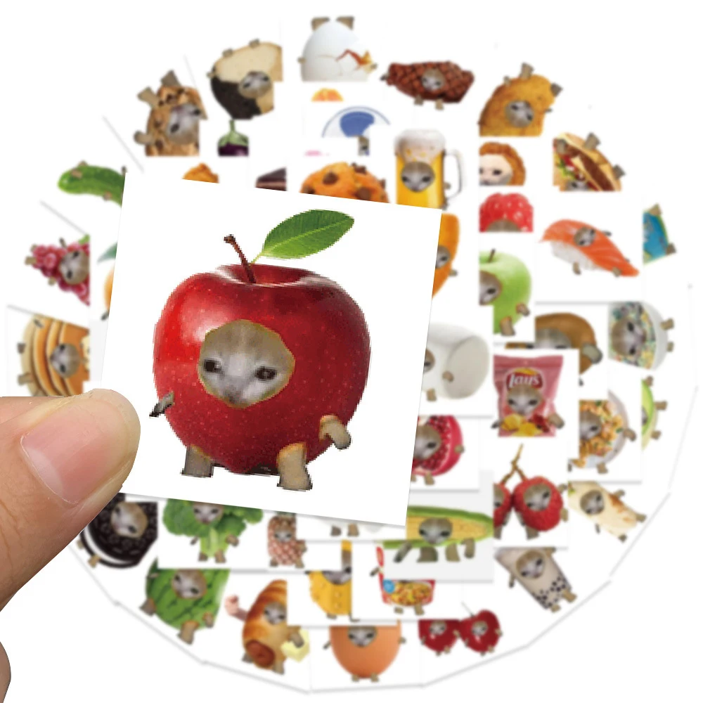 10/30/69PCS Cute Cartoon Food and Cat Meme Stickers Funny Animal Decoration Decals DIY Stationery Diary Phone Kawaii Sticker Toy