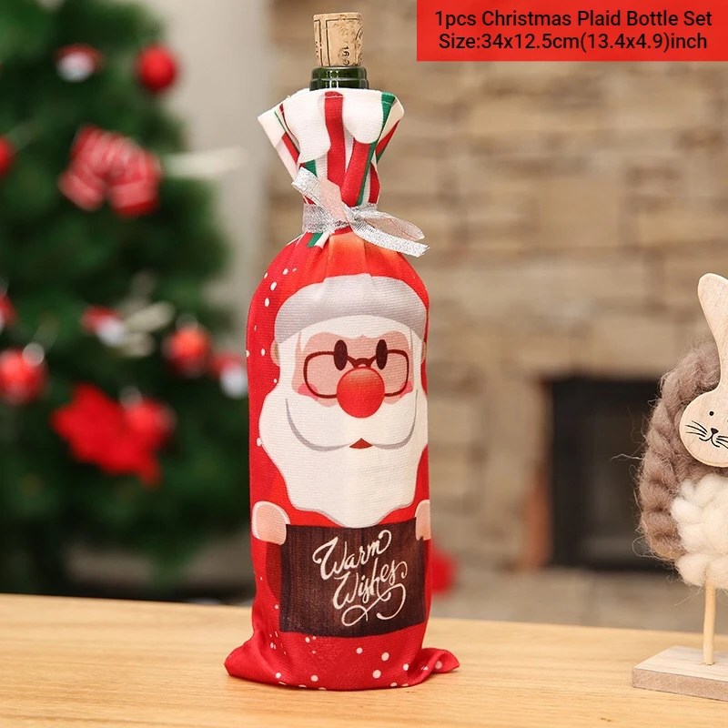 Funda antipolvo para botella de vino de Navidad, decoración navideña para el hogar, cena, regalo de Navidad, adorno para árbol de Navidad, Año Nuevo 2023