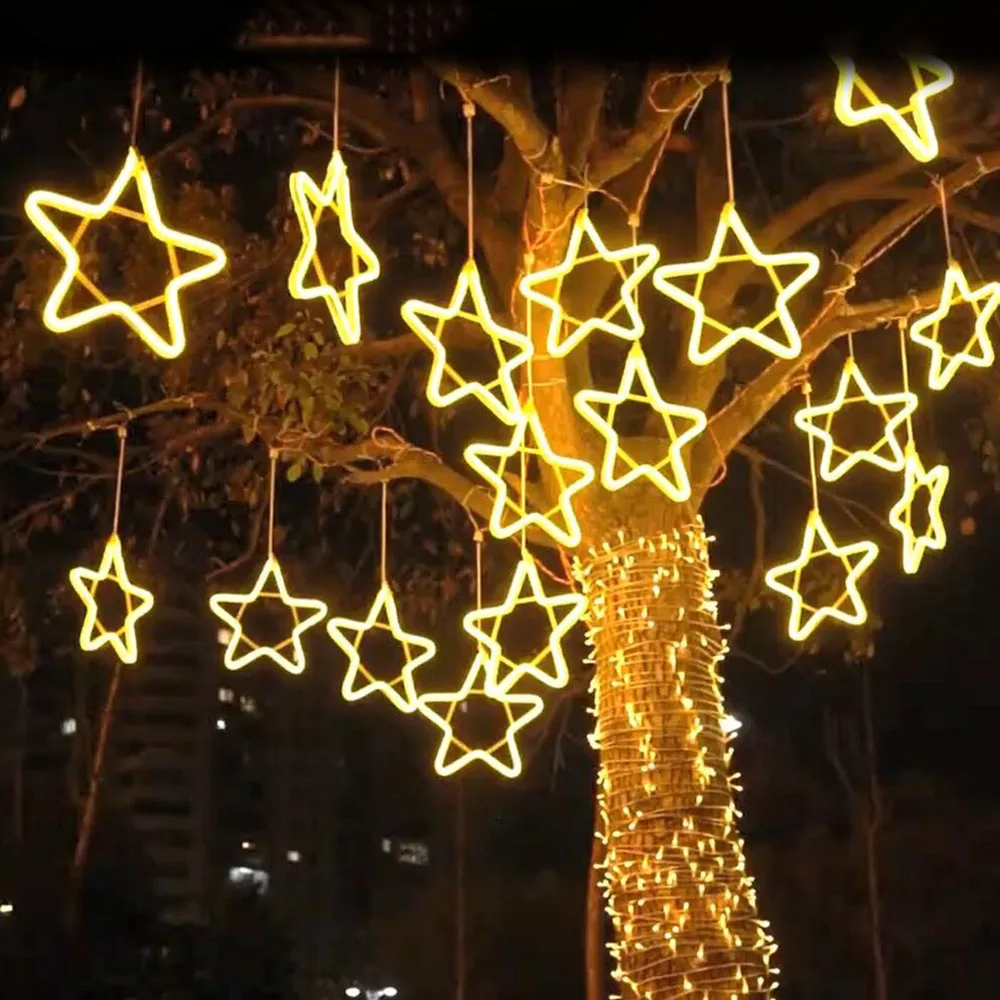 

Thrisdar 30CM Christmas Star Fairy Light Outdoor Star Hanging Garland Light For Christmas Wedding Party Decoration