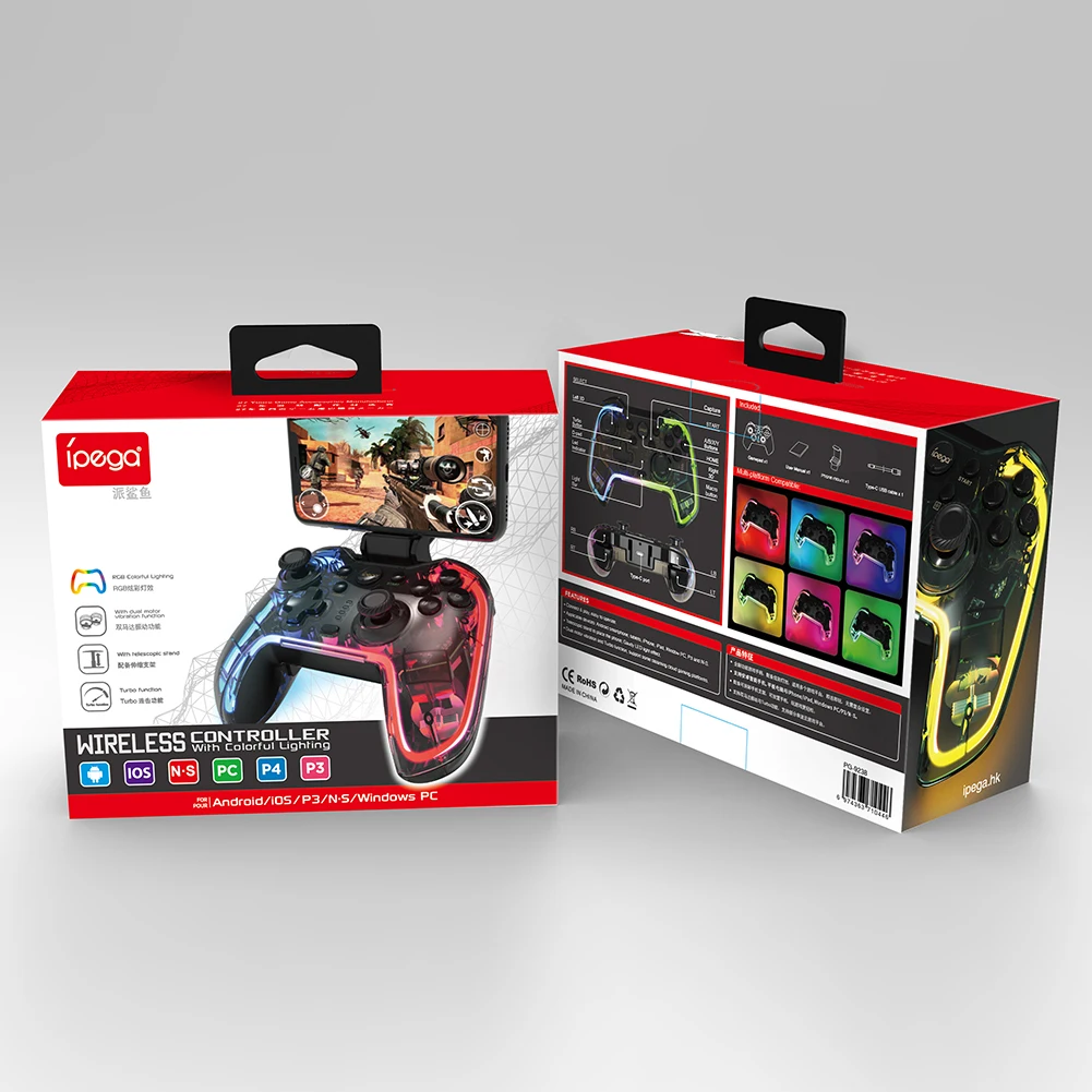 Беспроводной контроллер, Bluetooth, ПК, геймпад с поддержкой Turbo,  прозрачный, RGB, джойстик для ПК/ТВ-приставки/PS3/телефона Android |  AliExpress