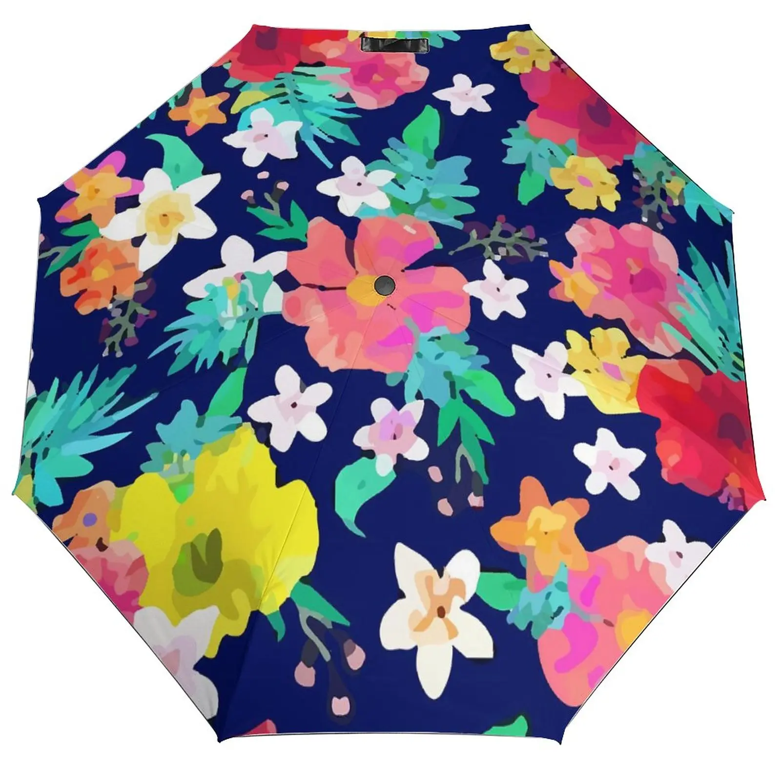 

Тропический цветочный Зонт с 8 ребрами, автоматический зонт с красочным принтом, легкий зонт от солнца и дождя, зонты с рамкой из углеродного волокна для женщин