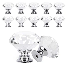 

10Pcs/set 30mm Diamond Shape Design Crystal Glass Knobs Cupboard Drawer Pull Kitchen Cabinet Door Wardrobe Handles Hardware