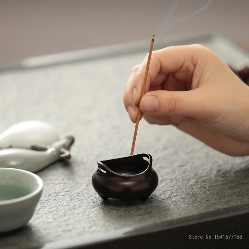 Creative Purple Brass Mini Line Incense Burner, Home Indoor, Sandalwood Vertical Incense Insertion, Retro, Small censer 3 cm 1Pc