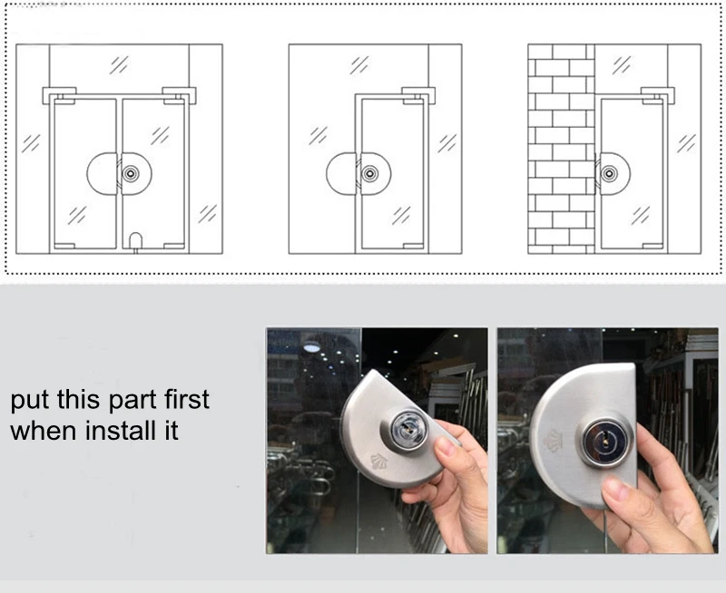 Entry Gate 10-12mm Glass Swing Push Sliding Door Lock with Keys 6