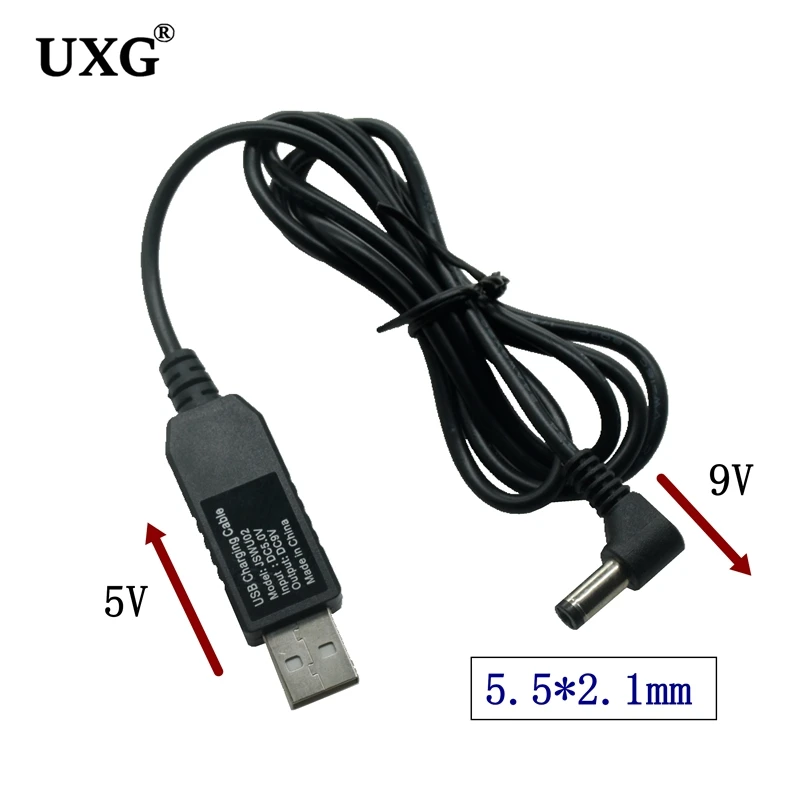 

90 Degree USB To DC 5.5x2.1mm Power Boost Line USB 5V To DC 9V 12V Step UP Module USB Converter Adapter Cable 5.5x2.5mm Plug 1M