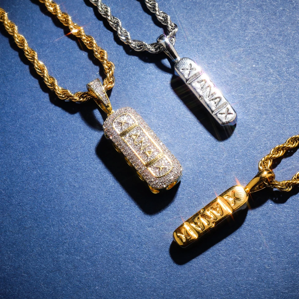 TOPGRILLZ Hip Hop Trendy Jewelry Gold Color Brass Xanax Pill