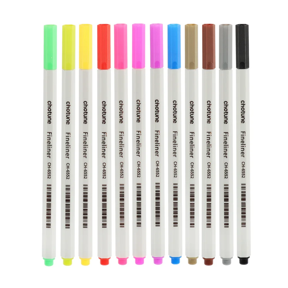 12 Colors Fineliner Color Pens Set, 0.5mm Fine Line Colored Sketch