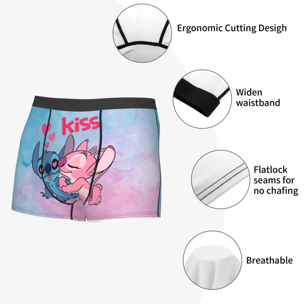 Custom Stitch Lion Cute Boxers Shorts Men's Disney Movie Briefs Underwear Fashion Underpants