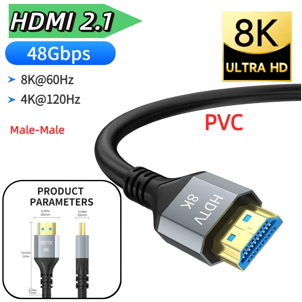 Ultra High-Speed 8K HDMI 2.1 Cable - 10ft, 48Gbps, HDR, eARC-Compatible
