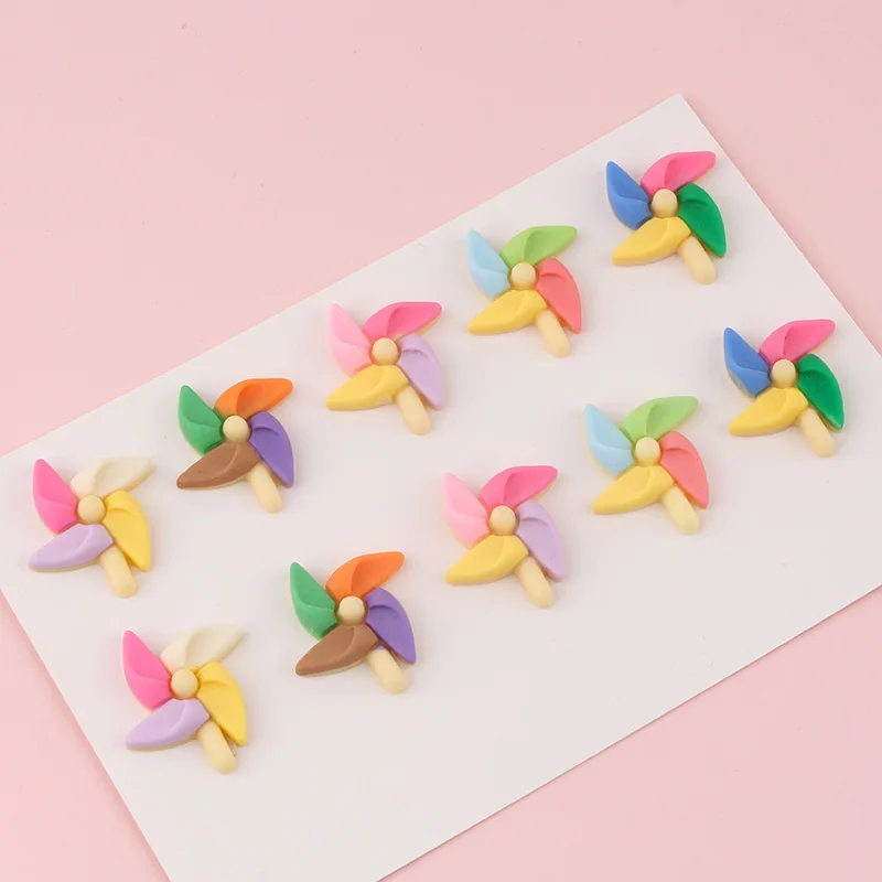 

10pcs Color Small Windmill Resin Accessories Diy Handmade Cream Glue Mobile Phone Case Stationery Box Material Decoration