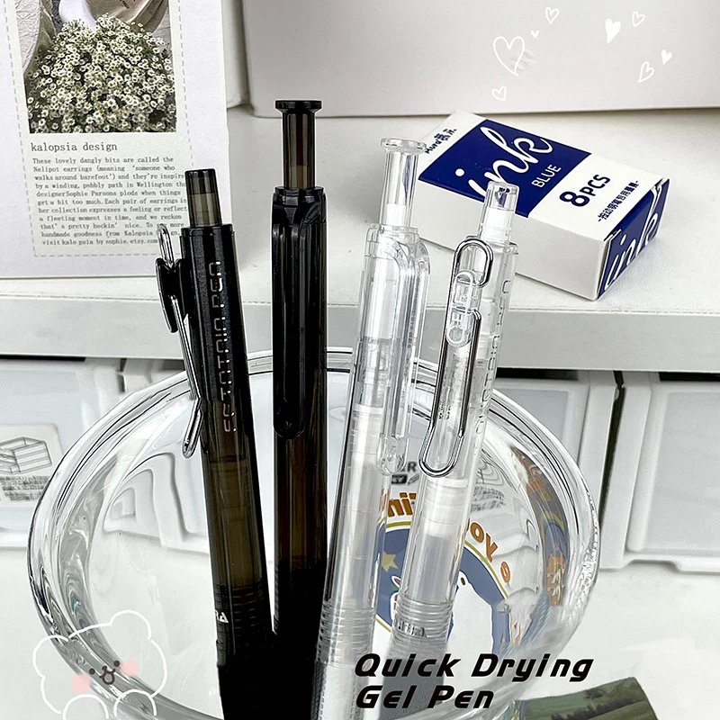 학생용 잉크 카트리지가 있는 간단한 만년필, 0.5mm 젤 펜, 쓰기 펜, 사무실 학교 문구 용품, 세트 당 4 개, 신제품