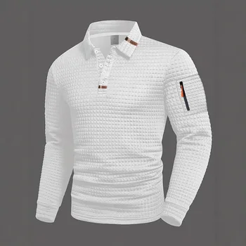 Nueva Camisa Polo Hombre Manga Larga Cuadros Golf Fitness | UPF50+ Transpirable Secado Rápido | Ajuste Atlético