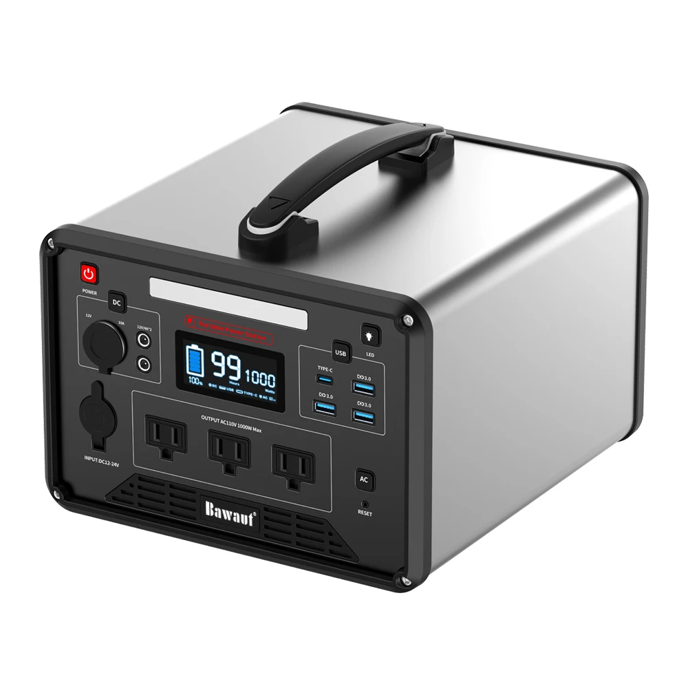 태양 에너지 시스템 1000W 1000Wh 휴대용 발전소, LifePO4 배터리 오프 그리드 충전식 ups 야외