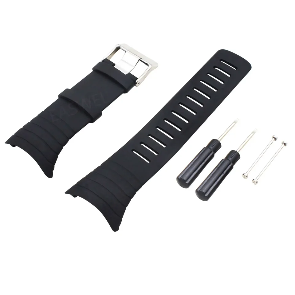 Cinturino Di Ricambio In Gomma Per Suunto T1, T3, T4 E Serie T (Nero) - Morbido E Regolabile Con Strumenti Inclusi - 3