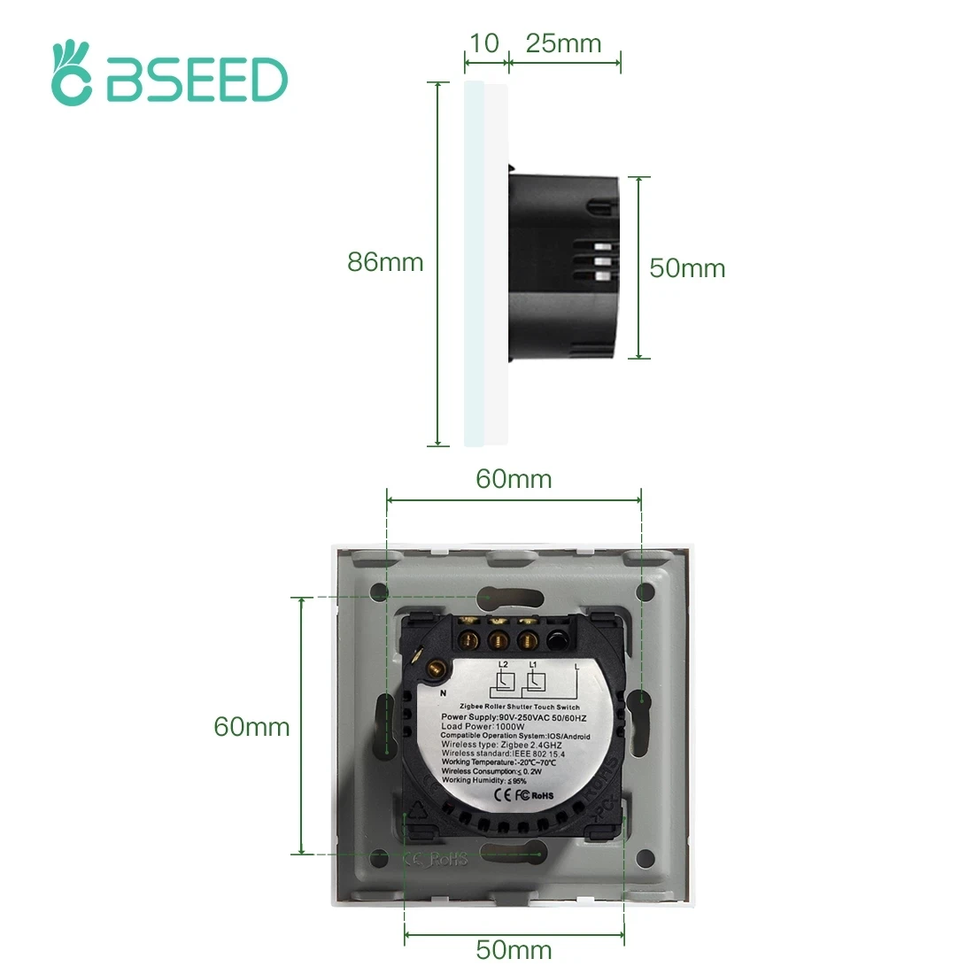 bseed interruptor do obturador inteligente zigbee para persianas 05