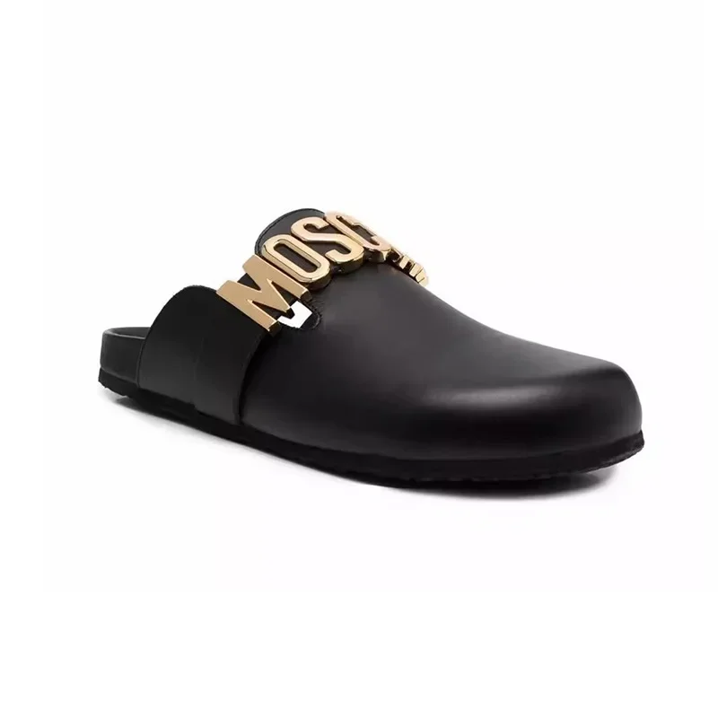 

European Station Baotou Platform Slippers Women 2024New Ugly Round Head British Wind Wind Metal Minority Outside To Wear Sandals