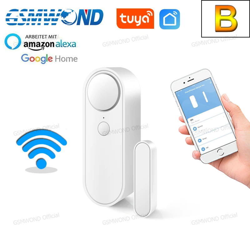 anti lost alarm Tuya WiFi Door Window Sensor Independent Open/Close Door Detector Sound Alarm Smart Home Wireless Security Burglar Alarm remote panic button Alarms & Sensors