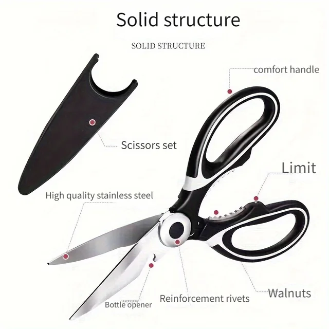 Kitchen scissors powerful chicken bone scissors household multi-functional scissors chef special scissors sharp food scissors 3