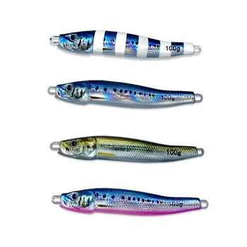 야광 낚시 미끼 리드 S자형 단단한 금속 인공 모조 루어 지깅 캐치, 배스 참치 연어, 큰 어선 바다, 100g
