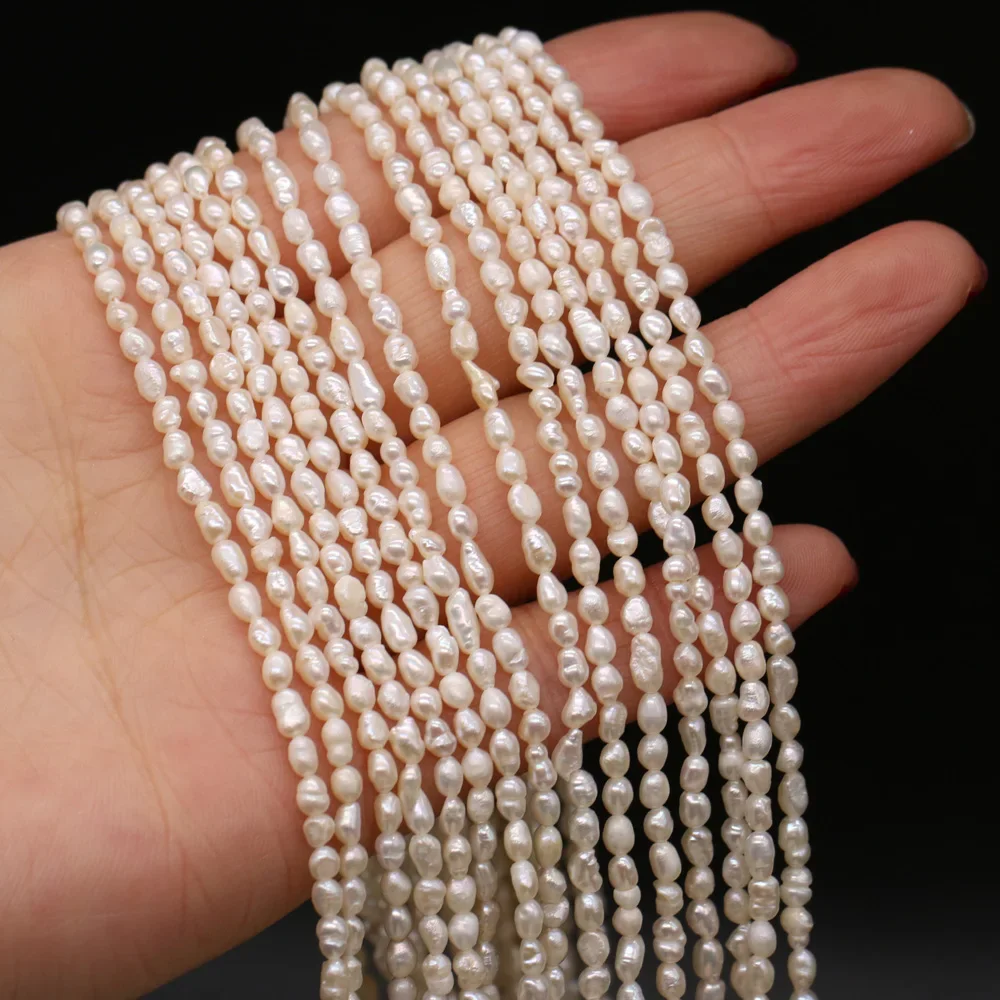 Natural Pearl Loose Beads A Level Cultured Freshwater White Pearl Beading Charms for Jewelry Making Necklace Bracelet 3-4mm