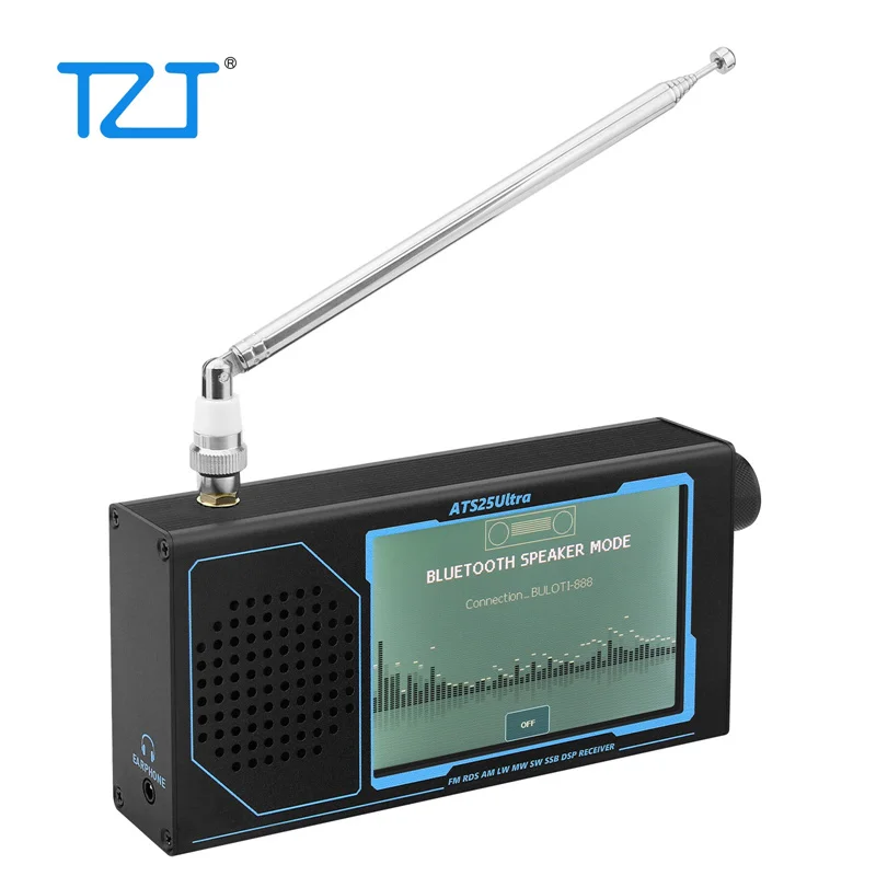 TZT HamGeek ATS25 ULTRA FM SW SSB MW LW AIR SDR 수신기 항공 밴드 수신기는 4인치 터치스크린으로 블루투스와 WiFi를 지원합니다.