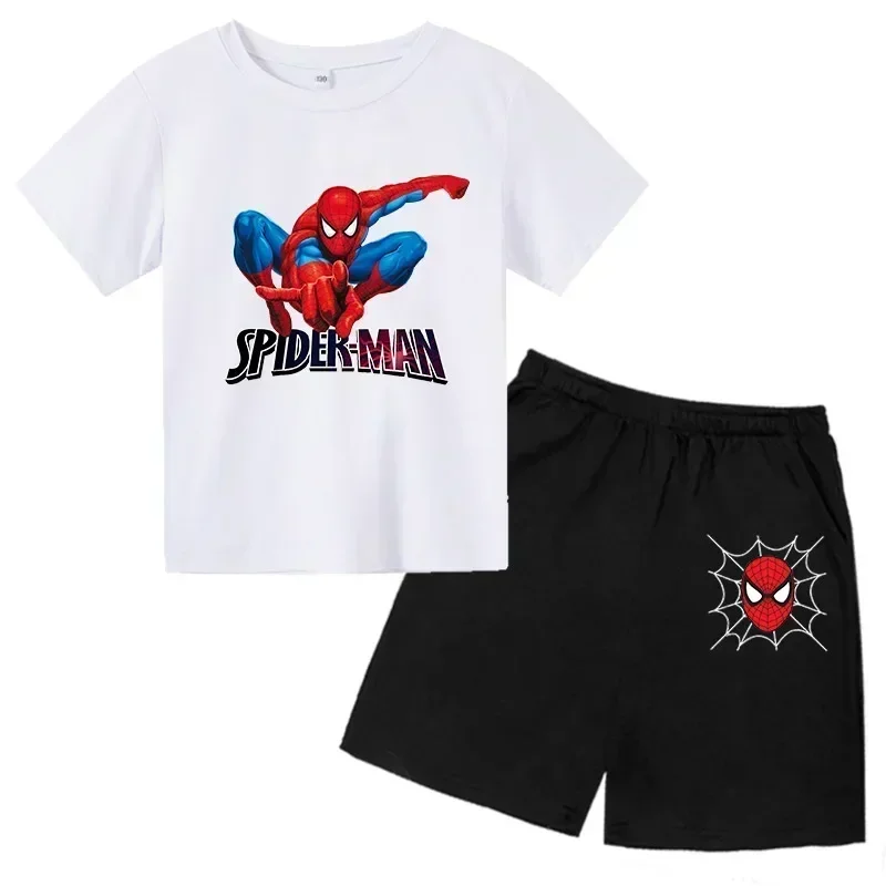 thumbnail image 1 of Conjunto de 2 piezas de camiseta y pantalones cortos deportivos para niños de Marvel Spider-Man, conjunto de verano para bebés de 3 a 12 años, ropa de marca de dibujos animados para niños, 1 of 5