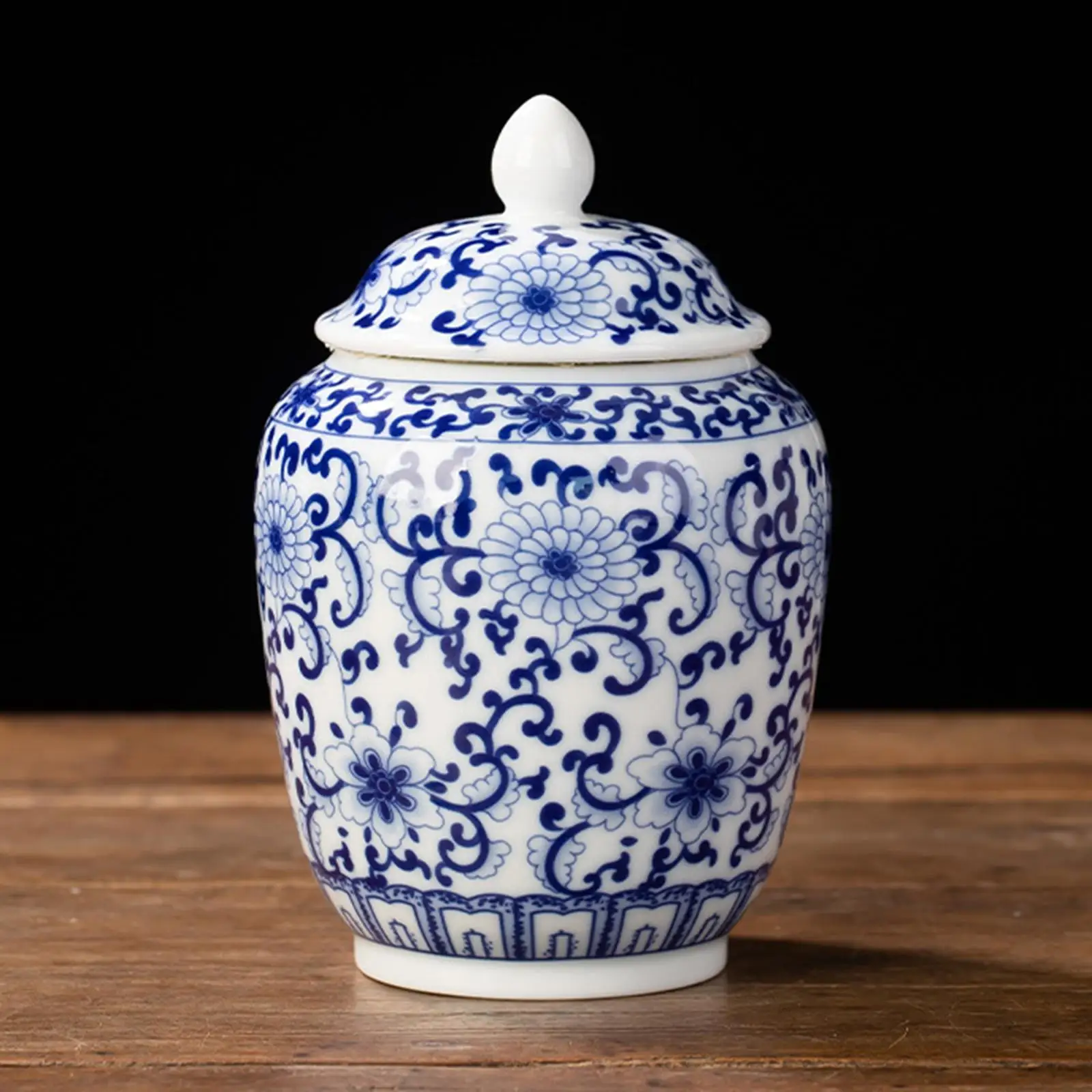 Ceramic Ginger Jar Chinese Vintage Style Gift Decorative Chinoiserie Vase for Countertop Office Party Home Decor Tea Storage ceramic storage jar