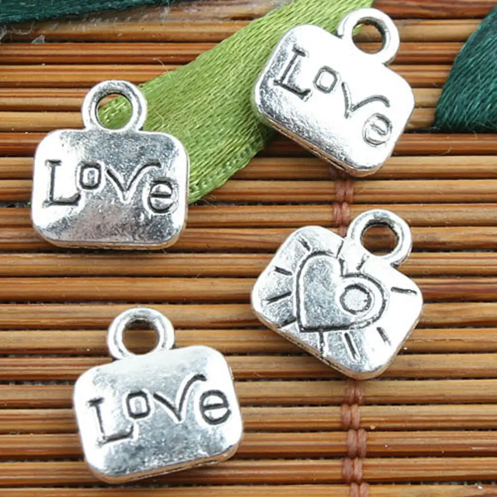 

25pcs 11x10m ,hole:1.2mm Alloy metal Tibetan Silver color LOVE charms EF0113