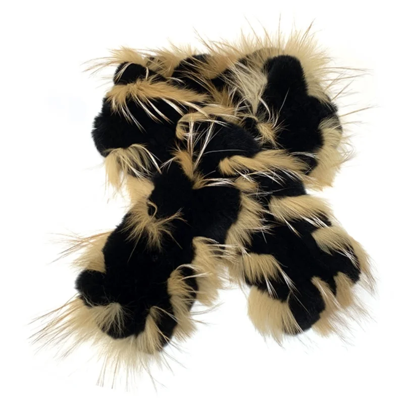 

Winter Warm Fur Scarf for Women Rex Rabbit Fur Double-Sided Woven Rectangular Stretch