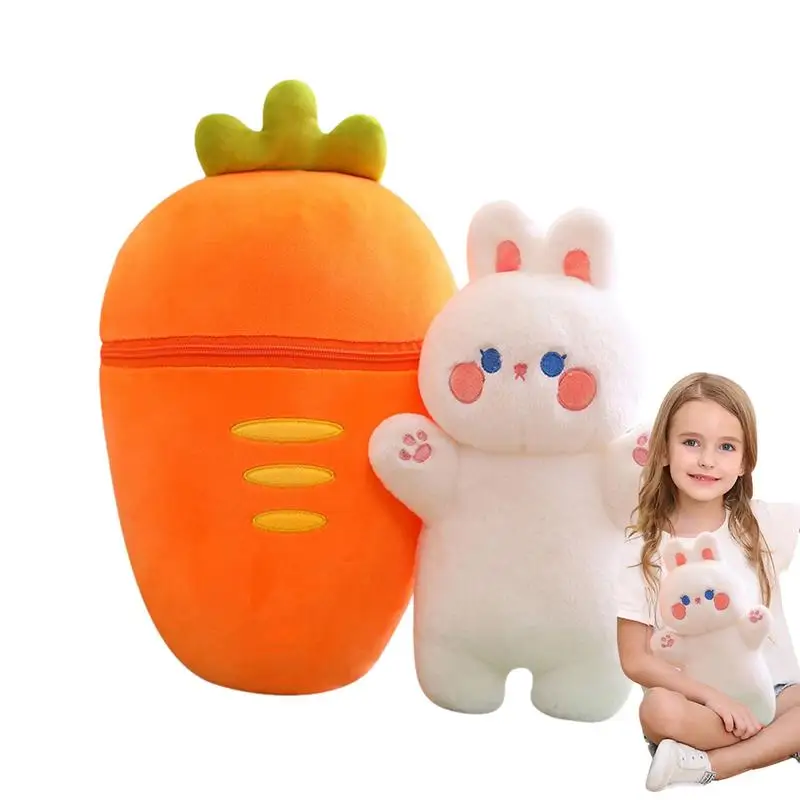 

Strawberry Bunny Plush Zipper Cute Carrot Bunny Strawberry Pig Plush Pillow 11.81in Soft Plushie Easter Bunny Stuffed Animal