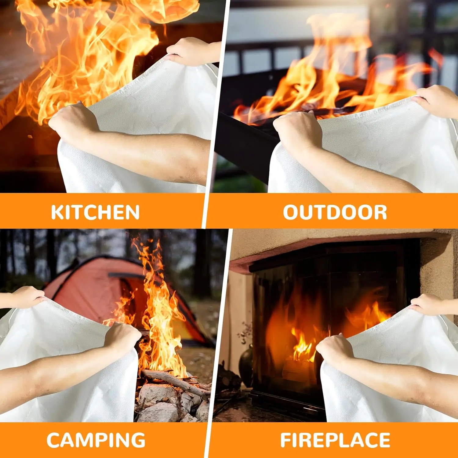 40”x 40” Emergency Fire Blanket - Flame Suppression Fiberglass Blankets for Home, Survival Safety - Fire Extinguisher Alternativ 4