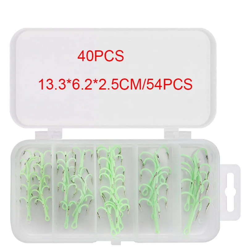

40pcs/Set Fish Hooks 2#/4#/6#/8#/10# Luminous Effect Three Hook High Carbon Steel ThreeThis Hook With Barbs Fishing Tackle Tool