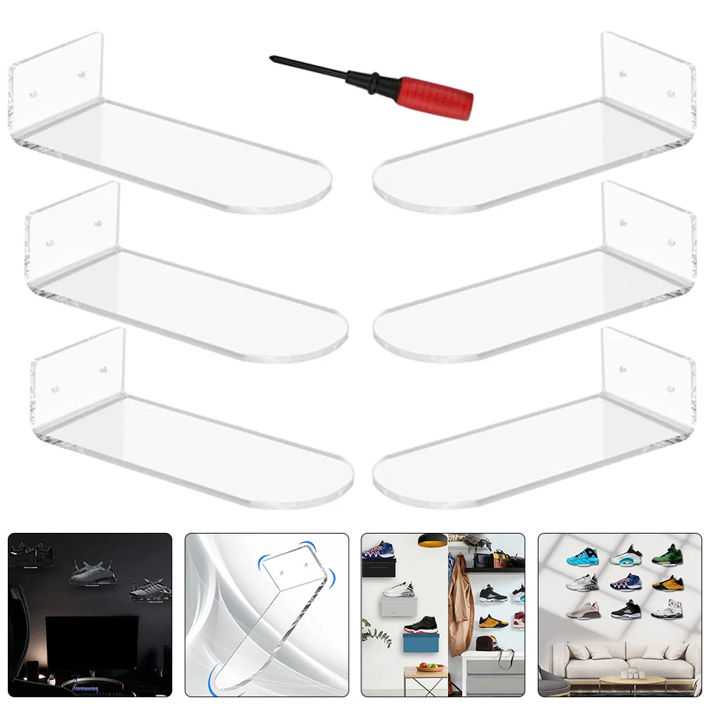 Acrylic Floating Shoe Rack Transparent Shelves 6 Pcs Hanging Organizers Wall Holder Display Stand Sports shoe rack shoe organizer shoe cabinet
