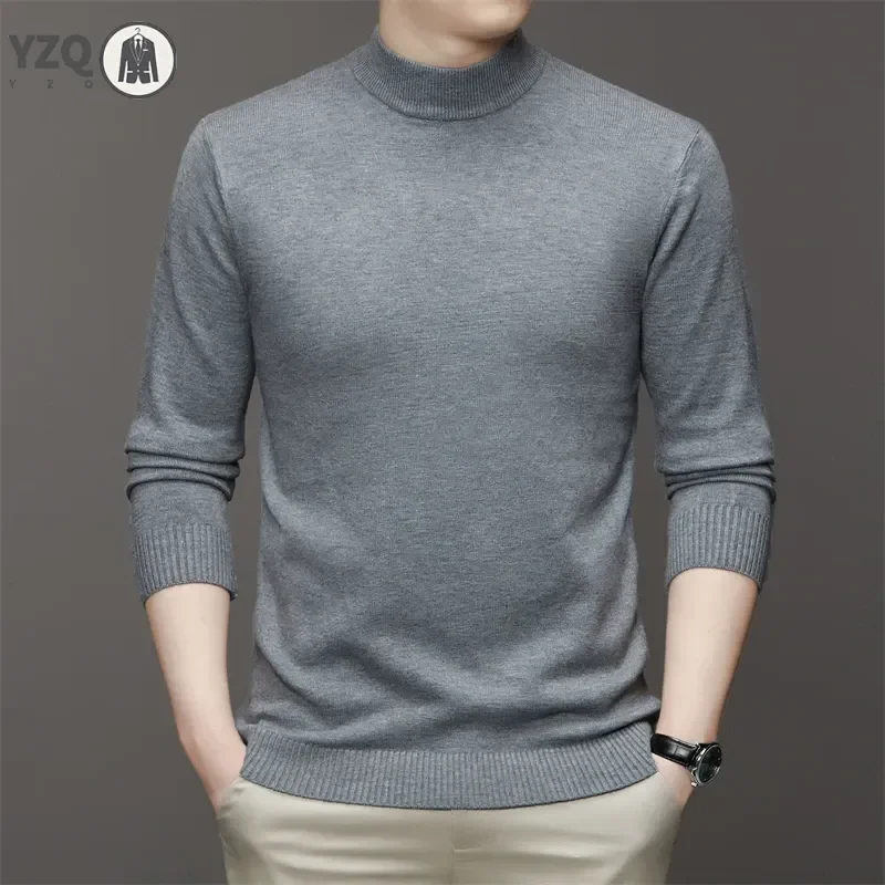 7 Colour Men's Half High Neck Long Sleeved Solid Color Sweater Soft, Warm and Comfortable Top with a Base 5