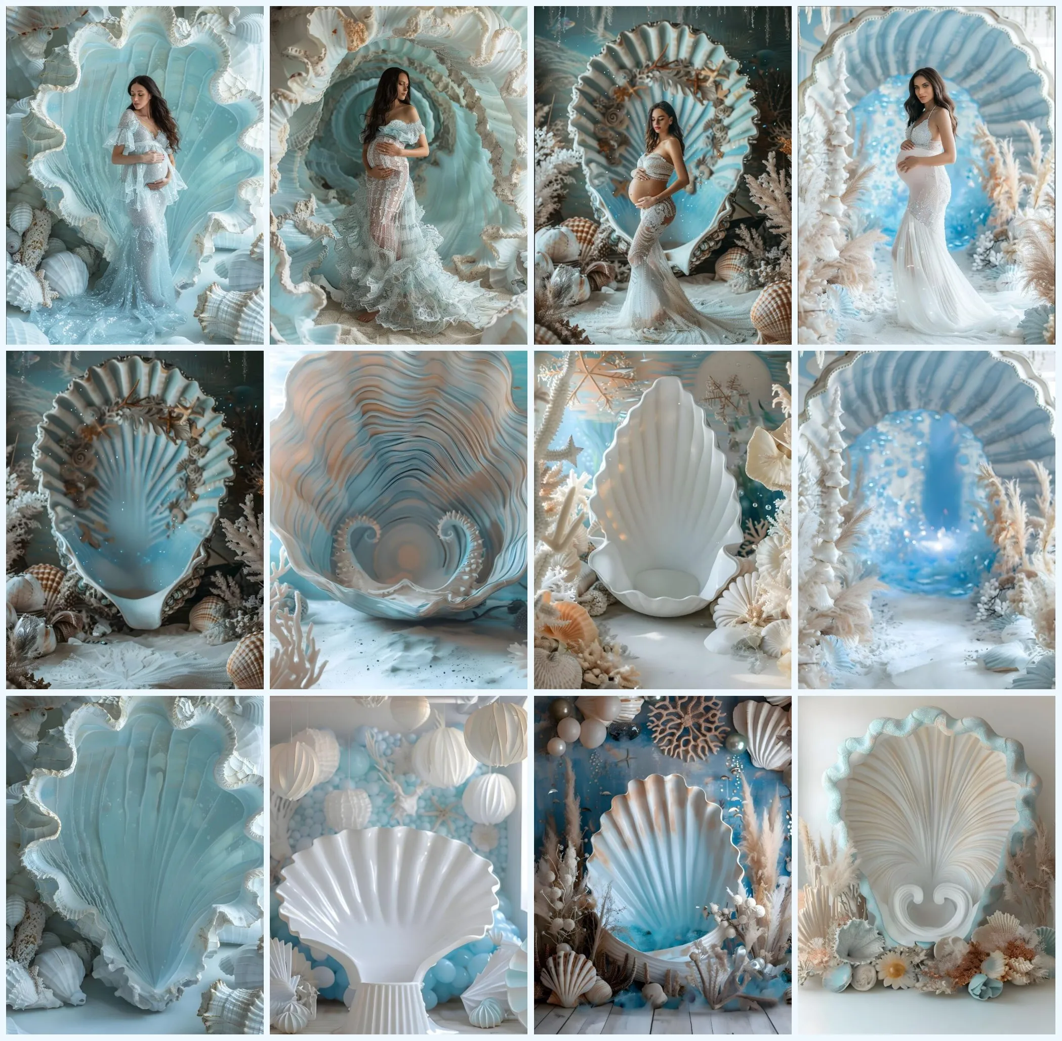 

Mehofond Photography Background Ocean Mermaid Shell Blue Romantic Maternity Portrait Backdrop Photo Studio Photocall Props