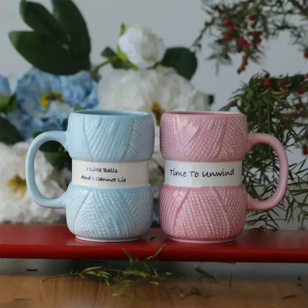 Hot Knit Style Ceramic Coffee Mug, Coffee Cup, Colorful Yarn Ball Mug, Tea Cup Gift, Summer and Winter Drinkware, Kitchenware