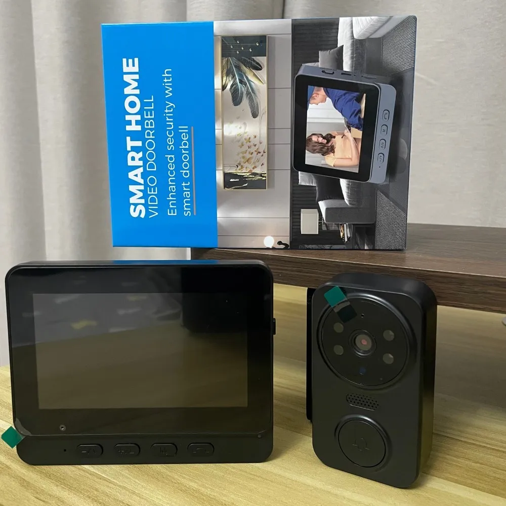 Video Doorbell Wireless with Screen 4.3'' IPS HD Smart Intercom 2.4G WiFi Two-Way Talk Night Vision