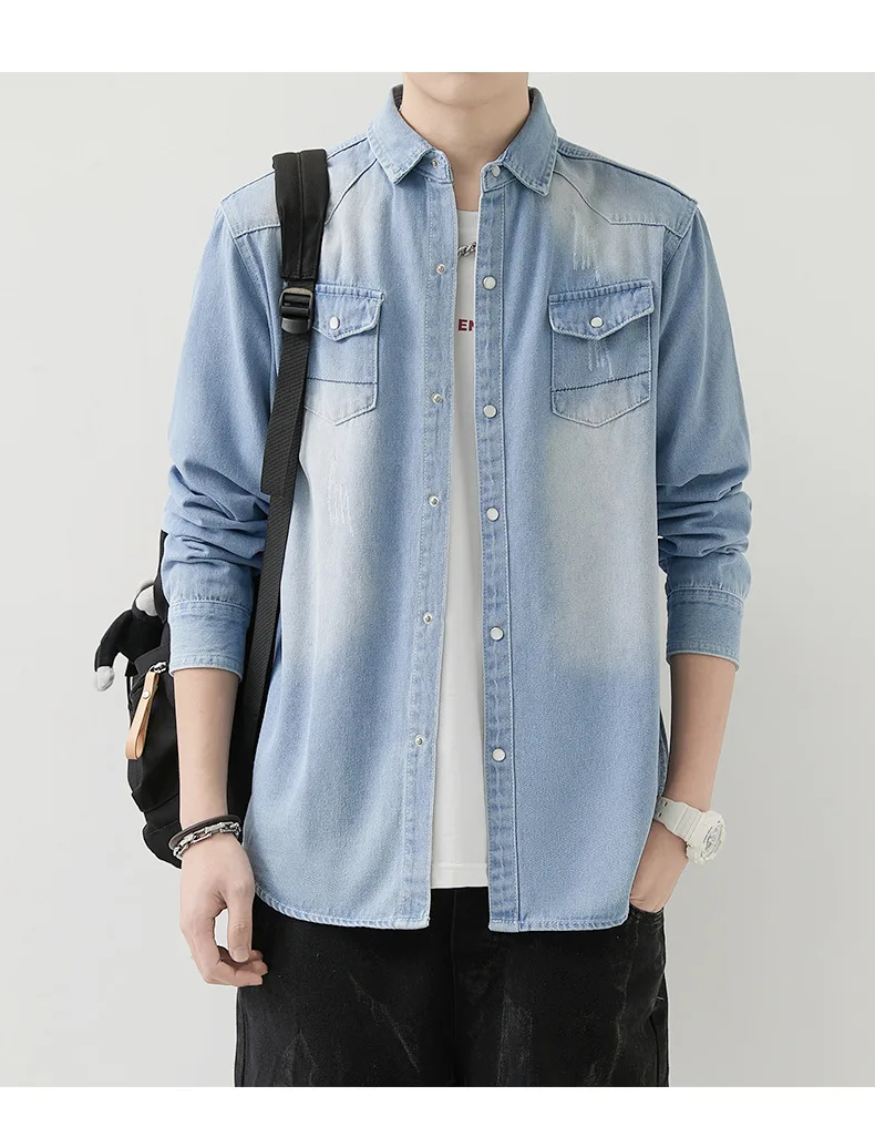 2025 Men's Spring Summer All-Match Long Sleeve Denim Shirt