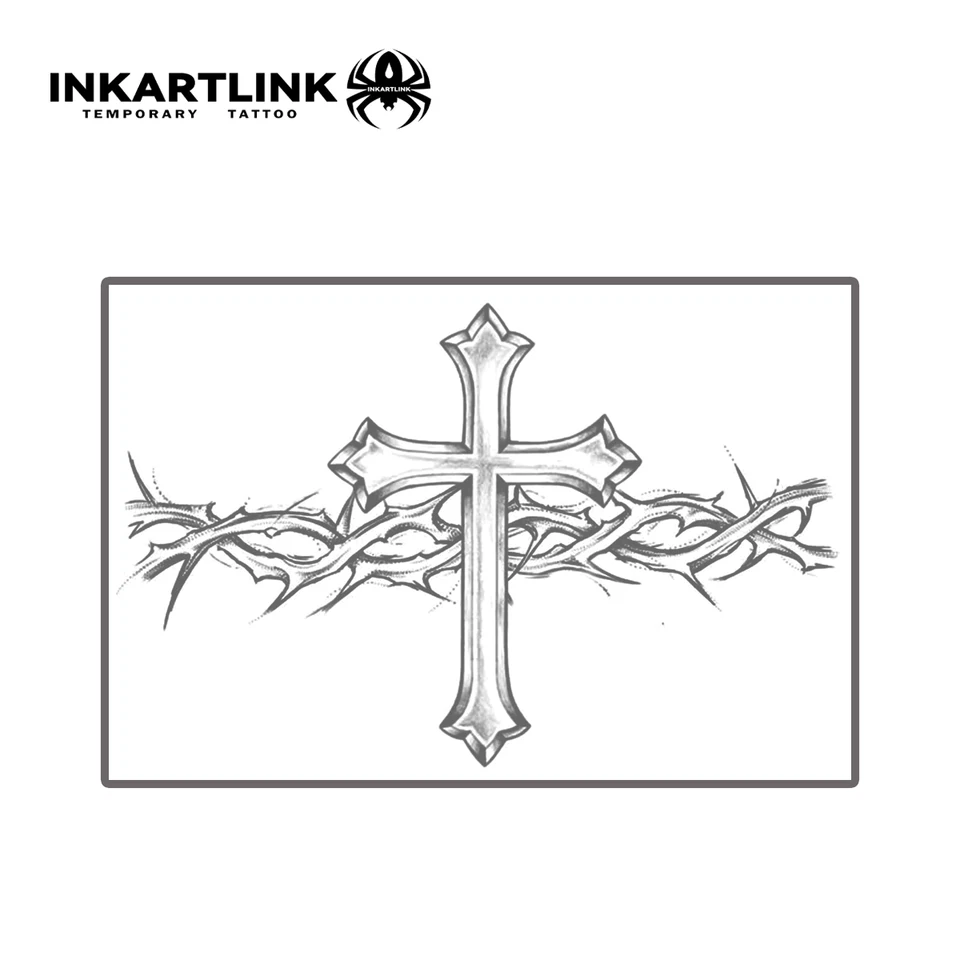 INKARTLINK Patch per tatuaggi con croce di spine | Tatuaggio religioso  gotico | Impermeabile per 15 giorni | Effetto puntura imitazione collo e  braccio - AliExpress, image size:960x960