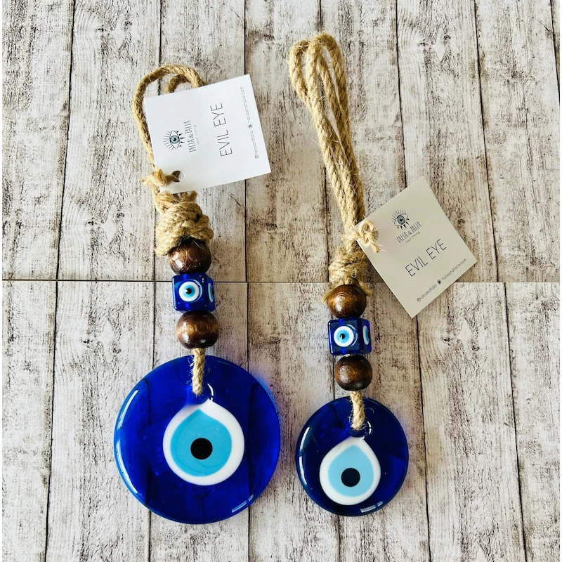 Evil Eye Wall Hanging Nazar House Protection Macrame Decor Rearview Mirror Pendant Lucky Eye Glass Evil Eye Gifts Turkish Eyes 3